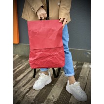 Women's burgundy paper backpack