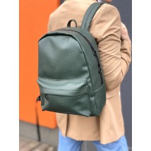 Backpack women's city medium sports eco-leather green
