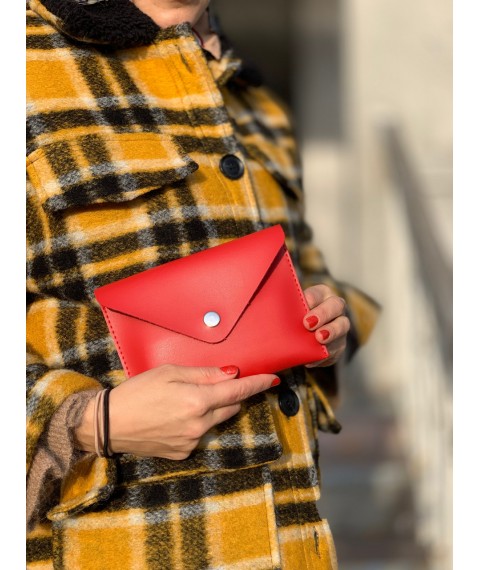 Modische Damen Clutch Bag an einem kleinen Gürtel aus Öko-Lederrot