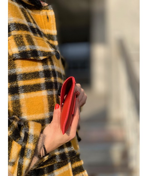 Красная сумочка на пояс женская из экокожи