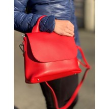 Ladies' stylish medium bag messenger made of eco-leather red