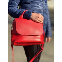 Ladies' stylish medium bag messenger made of eco-leather red