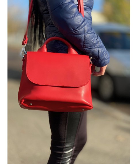 Красная женская городская сумка из экокожи