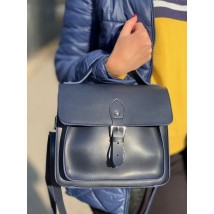Fashionable mesh bag for women with flap from eco-leather blue