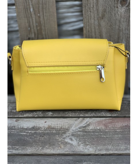 Messenger bag female medium stylish from eco-leather yellow
