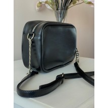 Ladies messenger bag stylish eco-leather black for phone