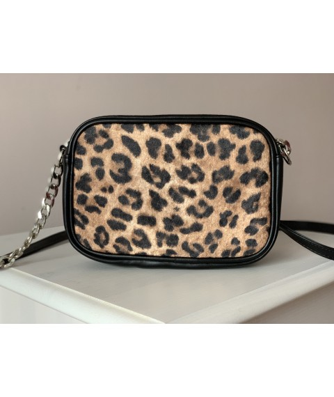Леопардовая женская сумка-мессенджер из экокожи и ткани