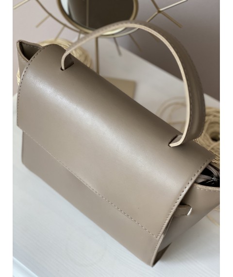 Beige women's bag for work made of eco-leather