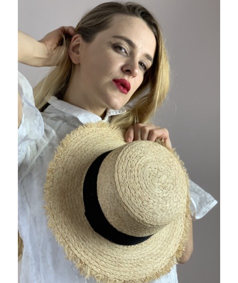 Шляпа соломенная женская с маленьким полем стильная натуральная