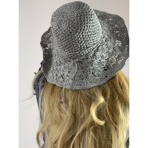 Шляпа соломенная женская мягкая со средним полем  серая