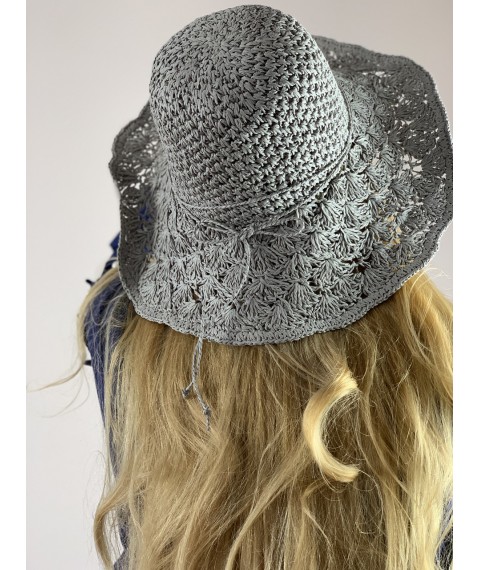 Шляпа соломенная женская мягкая со средним полем  серая