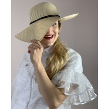 Шляпа женская  стильная плетеная полиэстер бежевая