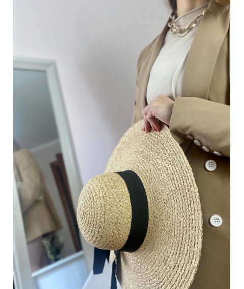 Шляпа соломенная женская с широким полем стильная натуральная