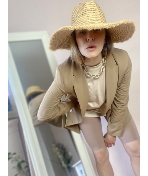 Шляпа соломенная женская со средним полем стильная натуральная