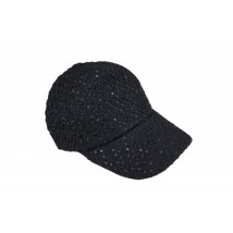 Бейсболка кепка жіноча стильна на липучці демісезонна з пайєтками чорна