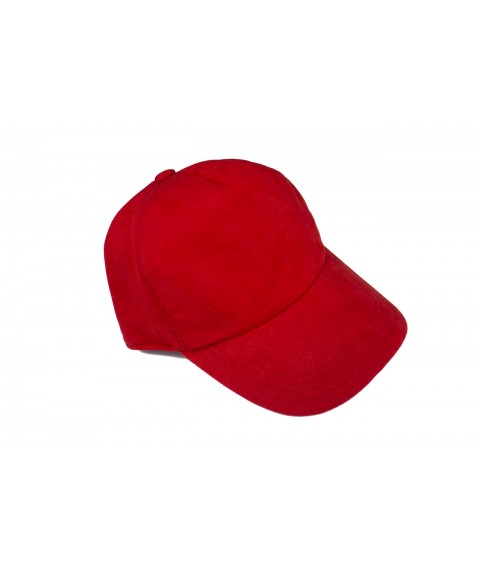 Бейсболка кепка жіноча стильна на липучці демісезонна замшева червона