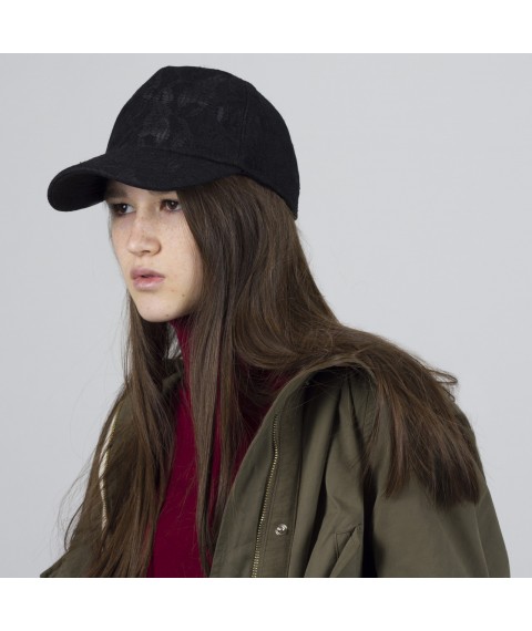 Baseball cap cap women stylish with Velcro demi-season guipure black