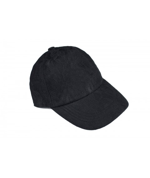 Черная женская кепка с гипюром демисезонная