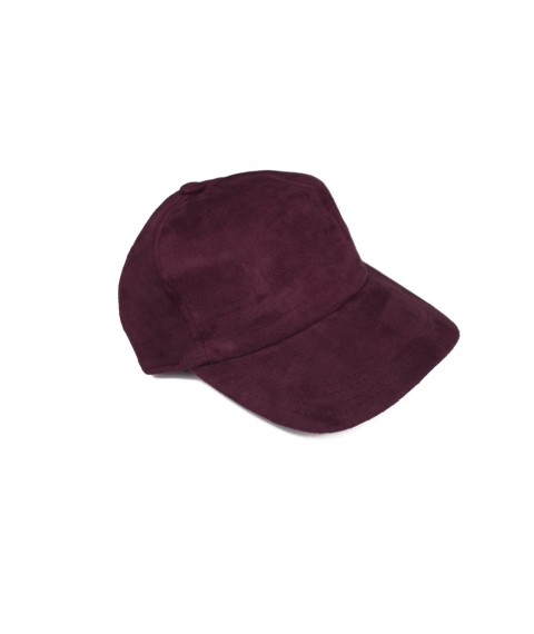 Baseball cap cap women stylish with velcro demi-season suede burgundy