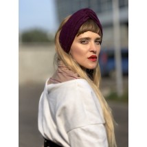Headband women's demi-season double turban turban woolen purple