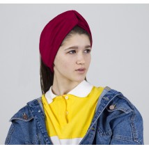 Women's headband suede demi-season double turban turban burgundy