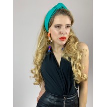 Doppel-Turban-Turban-Trikot aus Baumwolle der Stirnband-Damen aus Türkis
