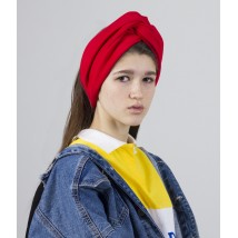 Headband women's demi-season double turban turban red suede