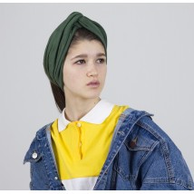 Headband women's demi-season double turban turban green suede