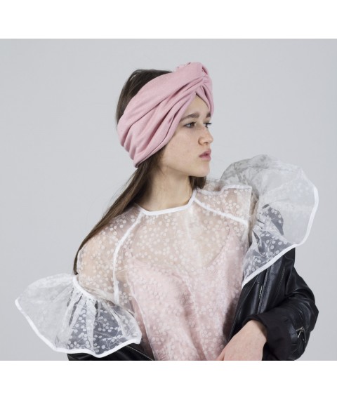 Headband women's demi-season double turban turban suede pink