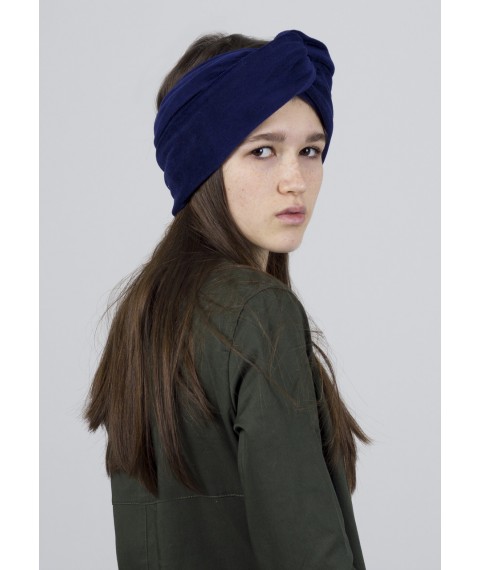 Women's headband demi-season double turban turban velvet blue
