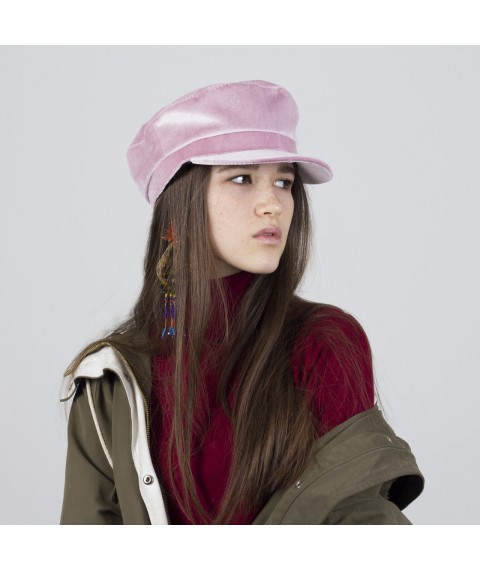 Women's cap pink velvet KKBx2