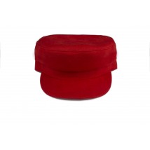 Caps women's demi-season cap with cotton lining suede red