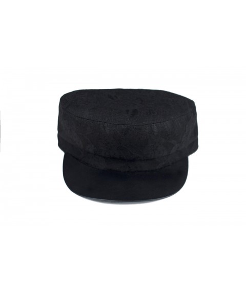 Caps women's demi-season cap with cotton lining guipure black