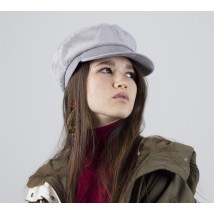 Caps women's demi-season cap with cotton lining corduroy gray