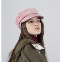 Caps women's demi-season cap with cotton lining corduroy pink
