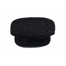 Caps women's demi-season cap with cotton lining with sequins black