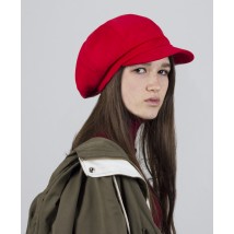 Кепи кепка гаврош жіноча демісезонна з бавовняною підкладкою замшева червона