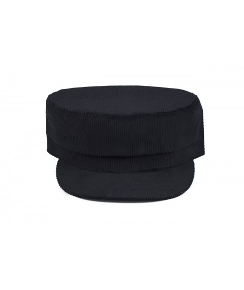 Caps women's demi-season cap with cotton lining corduroy black