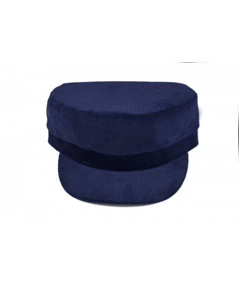 Женская бархатная кепка синяя демисезонная