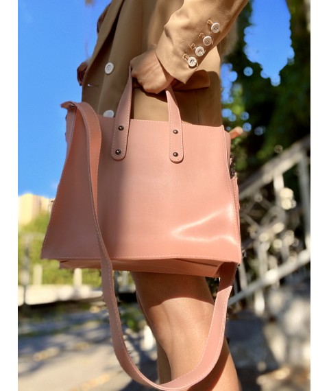 Большая розовая женская сумка городского типа из экокожи