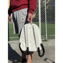 Рюкзак мужской в стиле унисекс  городской средний спортивный из экокожи непромокаемый белый  матовый