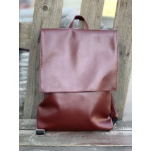 Backpack for men burgundy eco-leather