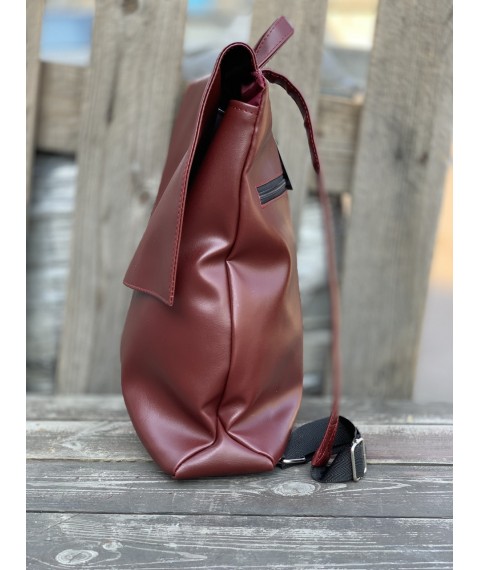 Рюкзак для мужчины бордовый из экокожи