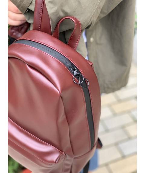 Бордовый мужской рюкзак спорт из экокожи