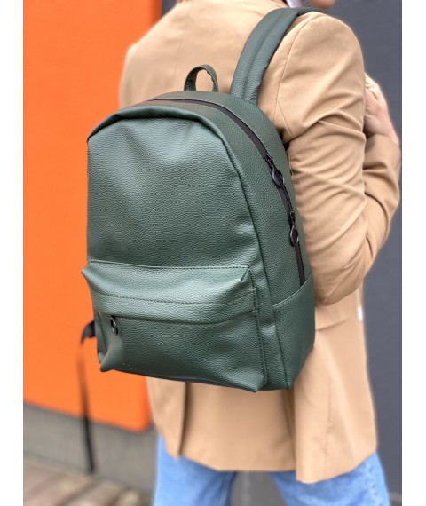 Зеленый рюкзак мужской городской экокожа