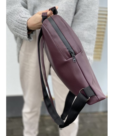 Men's urban backpack made of eco-leather purple
