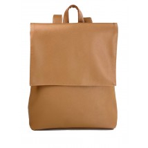 Brown rectangular backpack for men made of eco-leather
