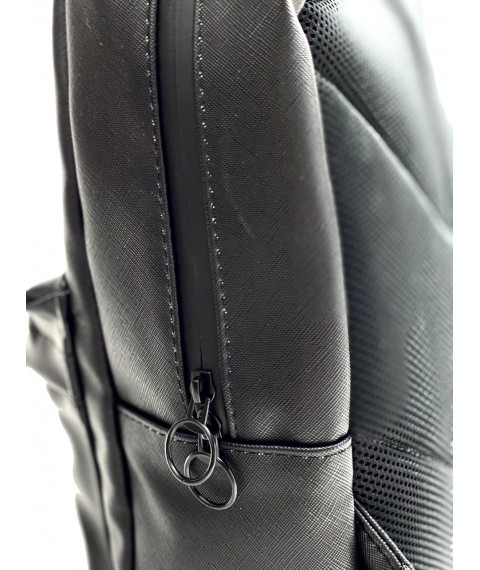 Black faux leather men's sports briefcase