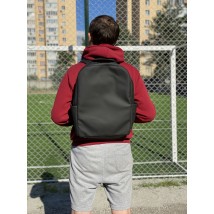 Large black backpack for men made of eco-leather