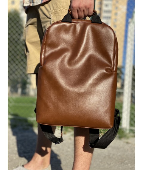 Мужской портфель среднего размера экокожа коричневый